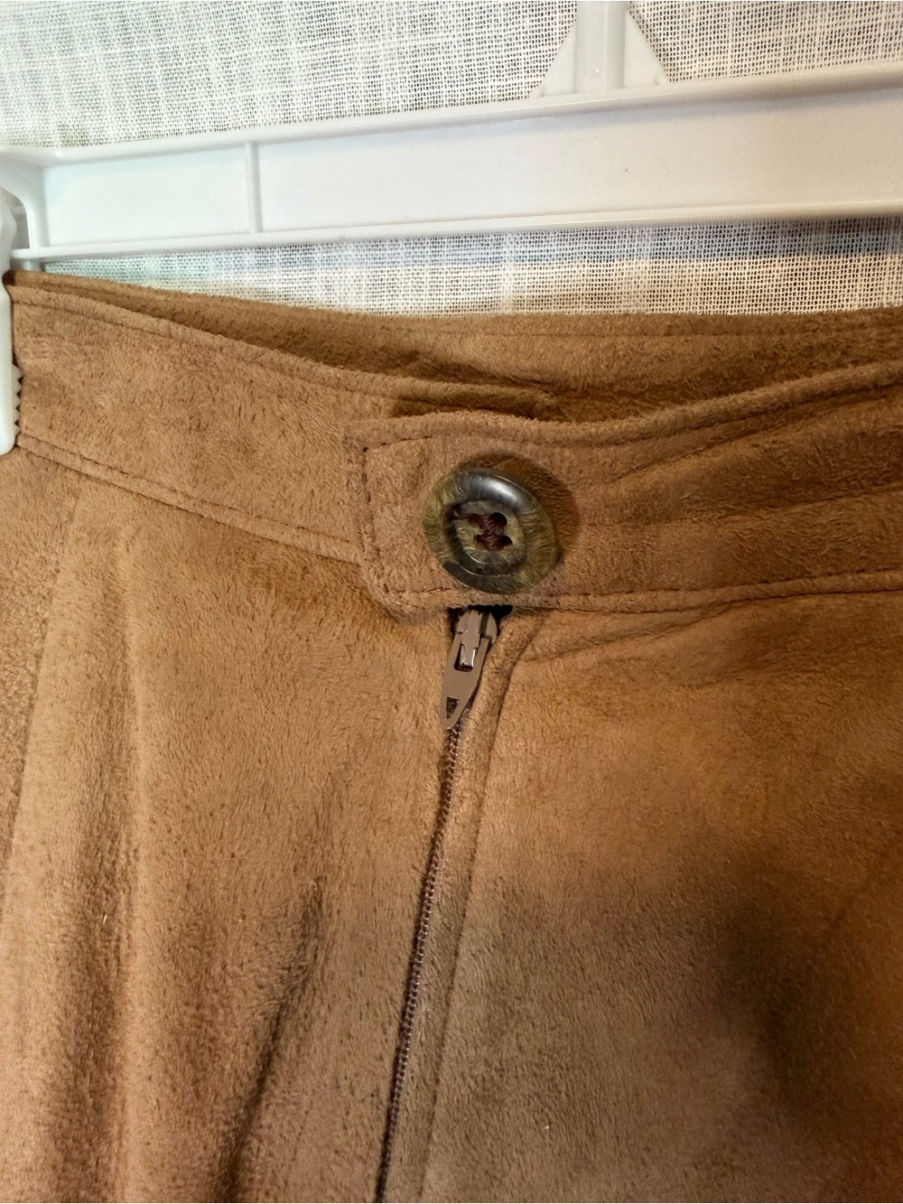 Women's Brown 100% Suede Leather A-Line Midi Skirt - Picture 5 of 7